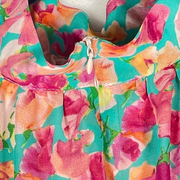 Gorgeous Floral Print Halter Top Dress. French romance, flowy, colorful poet - Picture 6 of 8